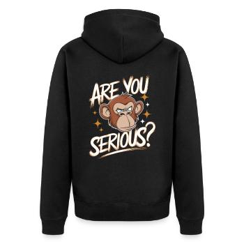 Monkey Monkey Animal Gorilla Chimpanzee - Unisex Premium Organic Zip Hoodie - black - Back - Nico (187cm)