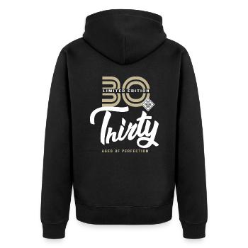 30 Jahre dreißig Geburtstagsgeschenk 30 Jahre - Unisex Premium Bio Zip Hoodie - Schwarz - Hinten - Nico (187cm)