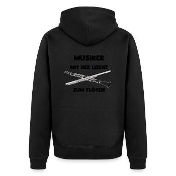 Die Flöten Lizenz haben Flötenspieler im Orchester - Unisex Premium Bio Zip Hoodie - Schwarz - Hinten - Nico (187cm)