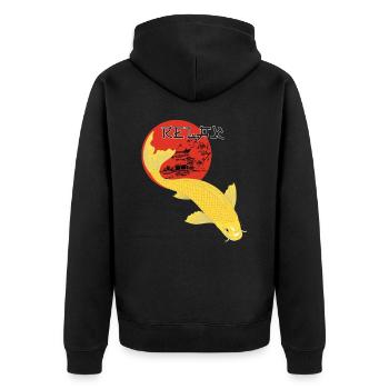 Relax Koi Karpfen Japan Gartenteich Showa - Unisex Premium Bio Zip Hoodie - Schwarz - Hinten - Nico (187cm)