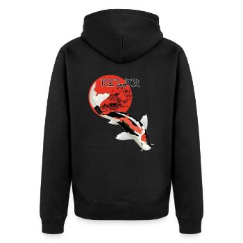 Relax Koi Karpfen Japan Gartenteich Showa Kohaku - Unisex Premium Bio Zip Hoodie - Schwarz - Hinten - Nico (187cm)