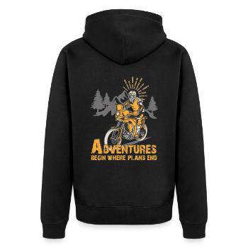 L’aventure commence là où les plans se terminent Adventure Bike - Veste à capuche bio Premium Unisexe - noir - Dos - Nico (187cm)