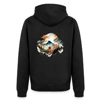 Montagne asiatique - Veste à capuche bio Premium Unisexe - noir - Dos - Nico (187cm)