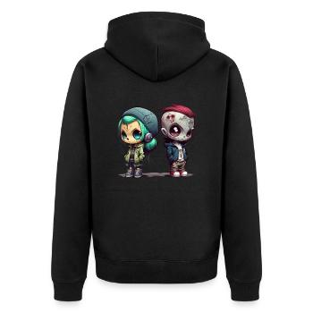 Anime Chibi Style Urban Grafitti Design by vauART - Unisex Premium Organic Zip Hoodie - black - Back - Nico (187cm)