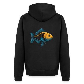 Fantasy Fisch - Unisex Premium Bio Zip Hoodie - Schwarz - Hinten - Nico (187cm)