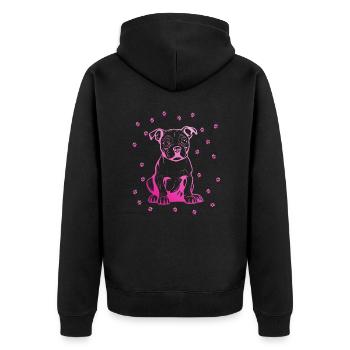 Pitbull américain avec de petites pattes - Veste à capuche bio Premium Unisexe - noir - Dos - Nico (187cm)