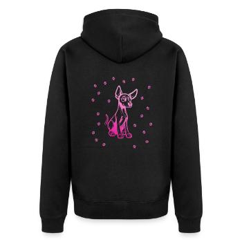 Dobermann Pinscher mit kleinen Pfoten - Unisex Premium Bio Zip Hoodie - Schwarz - Hinten - Nico (187cm)