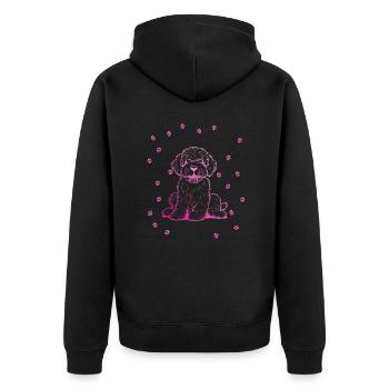 Portuguese Water Dog mit kleinen Pfoten - Unisex Premium Bio Zip Hoodie - Schwarz - Hinten - Nico (187cm)