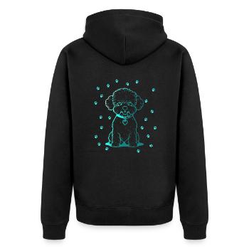 Bichon Frise with small paws - Unisex Premium Organic Zip Hoodie - black - Back - Nico (187cm)