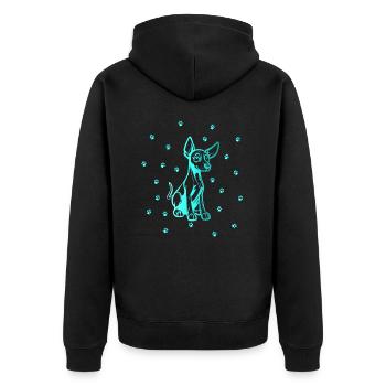 Dobermann Pinscher mit kleinen Pfoten - Unisex Premium Bio Zip Hoodie - Schwarz - Hinten - Nico (187cm)
