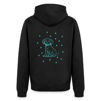 Labrador Retriever mit kleinen Pfoten - Unisex Premium Bio Zip Hoodie - Schwarz - Hinten - Nico (187cm)