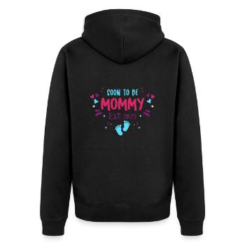Mom and Mom 2025 Soon to be Mommy 2025 - Unisex Premium Organic Zip Hoodie - black - Back - Nico (187cm)