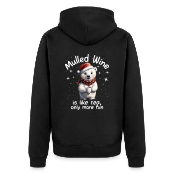 Christmas Market Funny Mulled Wine Drink Sayings - Unisex Premium Organic Zip Hoodie - black - Back - Nico (187cm)
