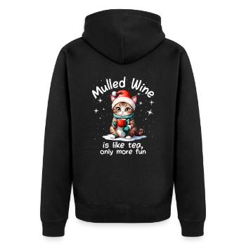 Christmas Market Funny Mulled Wine Drink Sayings - Unisex Premium Organic Zip Hoodie - black - Back - Nico (187cm)