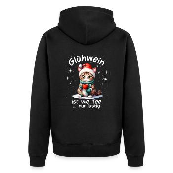 Weihnachtsmarkt witzige Glühwein trinken Sprüche - Unisex Premium Bio Zip Hoodie - Schwarz - Hinten - Nico (187cm)