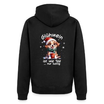 Weihnachtsmarkt witzige Glühwein trinken Sprüche - Unisex Premium Bio Zip Hoodie - Schwarz - Hinten - Nico (187cm)
