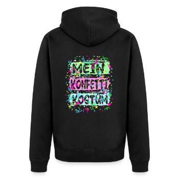 Mein Konfetti Kostüm für Karneval oder Fasching - Unisex Premium Bio Zip Hoodie - Schwarz - Hinten - Nico (187cm)