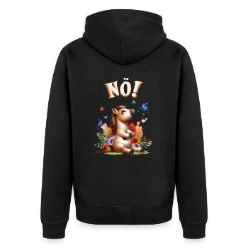 Drôle de cheval qui dit non ! pour les amoureux des chevaux - Veste à capuche bio Premium Unisexe - noir - Dos - Nico (187cm)