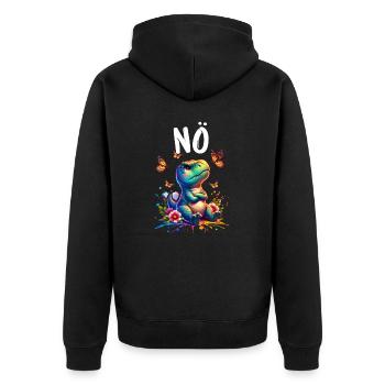Dinosaurier Dinos Spruch Nö für Jungen und Mädchen - Unisex Premium Bio Zip Hoodie - Schwarz - Hinten - Nico (187cm)