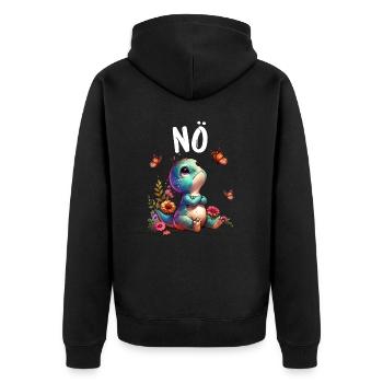 Dinosaurier Dinos Spruch Nö für Jungen und Mädchen - Unisex Premium Bio Zip Hoodie - Schwarz - Hinten - Nico (187cm)