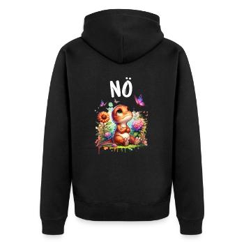 Dinosaurier Dinos Spruch Nö für Jungen und Mädchen - Unisex Premium Bio Zip Hoodie - Schwarz - Hinten - Nico (187cm)
