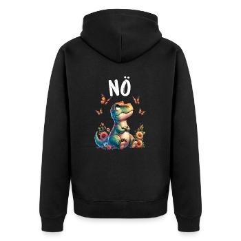 Dinosaurier Dinos Spruch Nö für Jungen und Mädchen - Unisex Premium Bio Zip Hoodie - Schwarz - Hinten - Nico (187cm)
