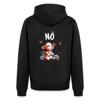 Vache disant non pour les garçons et les filles - Veste à capuche bio Premium Unisexe - noir - Dos - Nico (187cm)