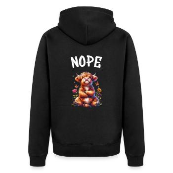 Highland Cow dit non aux garçons et aux filles - Veste à capuche bio Premium Unisexe - noir - Dos - Nico (187cm)