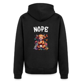 Highland Cow dit non aux garçons et aux filles - Veste à capuche bio Premium Unisexe - noir - Dos - Nico (187cm)