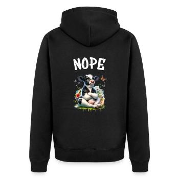 La vache dit non pour les garçons et les filles - Veste à capuche bio Premium Unisexe - noir - Dos - Nico (187cm)