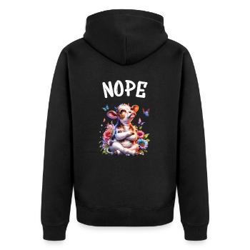 La vache dit non aux garçons et aux filles - Veste à capuche bio Premium Unisexe - noir - Dos - Nico (187cm)