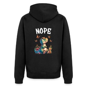 Dinosaurier Spruch Nope für Jungen und Mädchen - Unisex Premium Bio Zip Hoodie - Schwarz - Hinten - Nico (187cm)