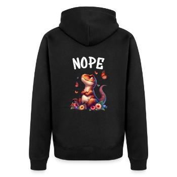 Dinosaurier Spruch Nope für Jungen und Mädchen - Unisex Premium Bio Zip Hoodie - Schwarz - Hinten - Nico (187cm)