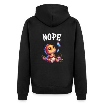 Dinosaurier Spruch Nope für Jungen und Mädchen - Unisex Premium Bio Zip Hoodie - Schwarz - Hinten - Nico (187cm)