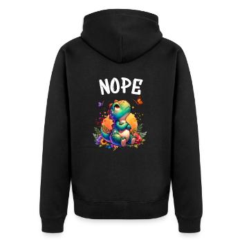 Dinosaurier Spruch Nope für Jungen und Mädchen - Unisex Premium Bio Zip Hoodie - Schwarz - Hinten - Nico (187cm)