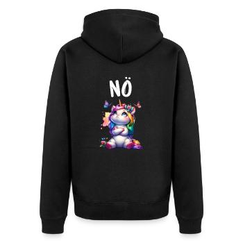 Licorne disant non garçon et fille créature mythique - Veste à capuche bio Premium Unisexe - noir - Dos - Nico (187cm)