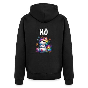 Licorne disant non garçon et fille créature mythique - Veste à capuche bio Premium Unisexe - noir - Dos - Nico (187cm)