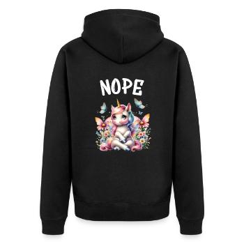 Licorne disant non Garçon et fille Créature mythique - Veste à capuche bio Premium Unisexe - noir - Dos - Nico (187cm)