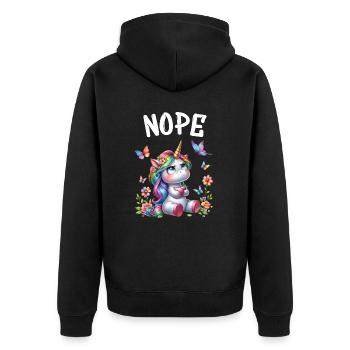 Licorne disant non Garçon et fille Créature mythique - Veste à capuche bio Premium Unisexe - noir - Dos - Nico (187cm)