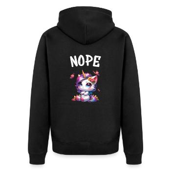 Licorne disant non Garçon et fille Créature mythique - Veste à capuche bio Premium Unisexe - noir - Dos - Nico (187cm)