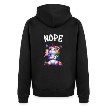Licorne disant non Garçon et fille Créature mythique - Veste à capuche bio Premium Unisexe - noir - Dos - Nico (187cm)