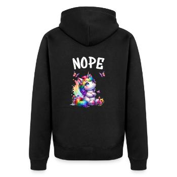 Licorne disant non garçon et fille créature mythique - Veste à capuche bio Premium Unisexe - noir - Dos - Nico (187cm)