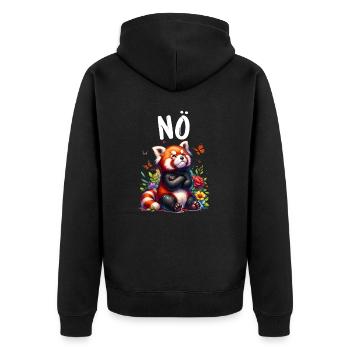 Roter Panda Lustiger Spruch Nö Feuerfuchs - Unisex Premium Bio Zip Hoodie - Schwarz - Hinten - Nico (187cm)