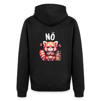 Roter Panda Lustiger Spruch Nö Feuerfuchs - Unisex Premium Bio Zip Hoodie - Schwarz - Hinten - Nico (187cm)