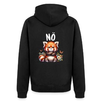 Roter Panda Lustiger Spruch Nö Feuerfuchs - Unisex Premium Bio Zip Hoodie - Schwarz - Hinten - Nico (187cm)