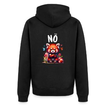 Roter Panda Lustiger Spruch Nö Feuerfuchs - Unisex Premium Bio Zip Hoodie - Schwarz - Hinten - Nico (187cm)