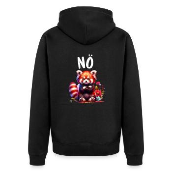 Roter Panda Lustiger Spruch Nö Feuerfuchs - Unisex Premium Bio Zip Hoodie - Schwarz - Hinten - Nico (187cm)