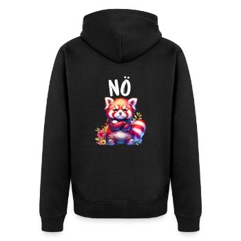Roter Panda Lustiger Spruch Nö Feuerfuchs - Unisex Premium Bio Zip Hoodie - Schwarz - Hinten - Nico (187cm)