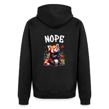 Roter Panda Lustiger Spruch Nope Feuerfuchs - Unisex Premium Bio Zip Hoodie - Schwarz - Hinten - Nico (187cm)
