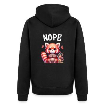 Roter Panda Lustiger Spruch Nope Feuerfuchs - Unisex Premium Bio Zip Hoodie - Schwarz - Hinten - Nico (187cm)